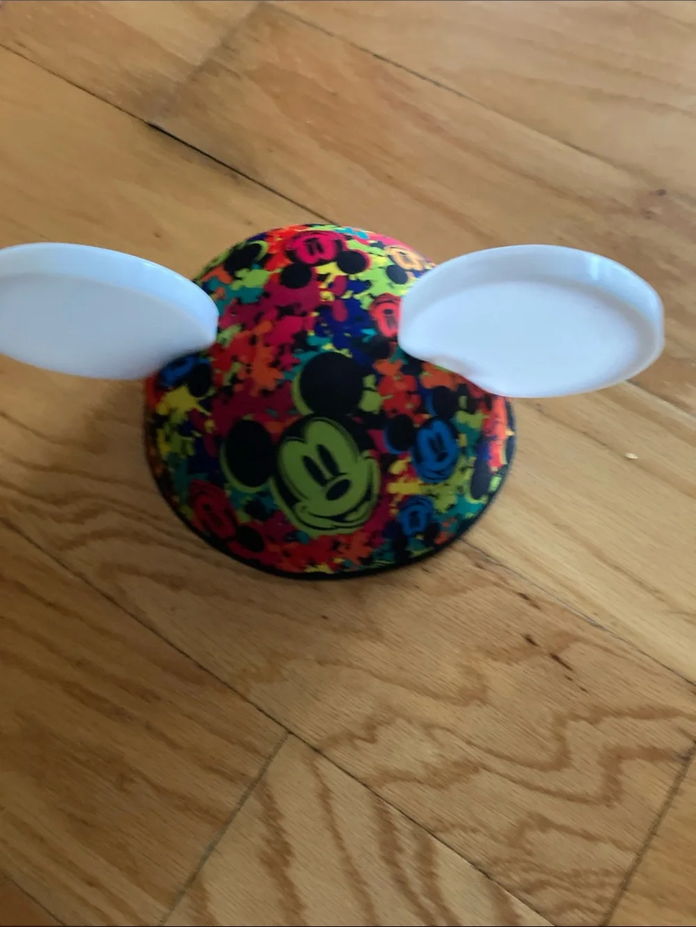 Disney Neon Mickey Ear Hat - White Ears, Multicolor Print